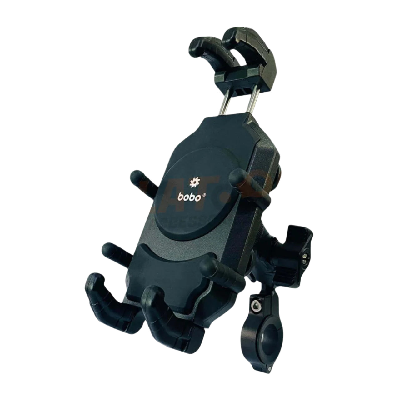 BOBOB M17 mobile phone holder handlebar mount, securely attaches to motorcycle handlebars for convenient mobile phone access during rides