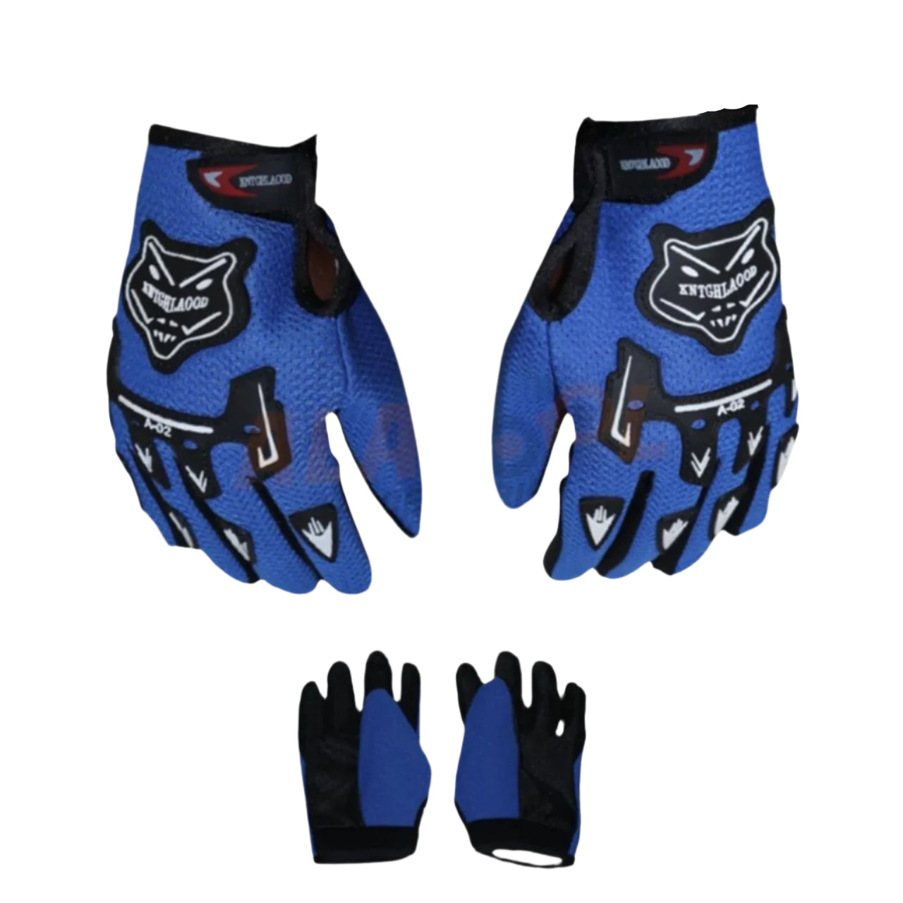 Kntghlaood Full Finger Riding Gloves Blue & Black | Secure Fit