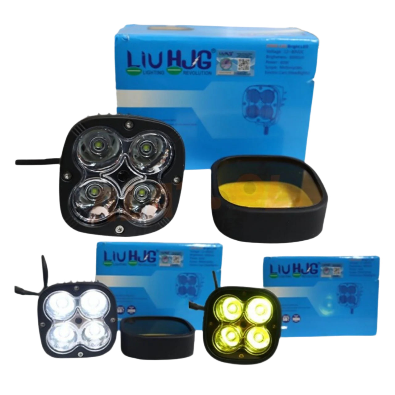 Liu HJG 4 Led Square Fog Light with Yellow Filter Cap