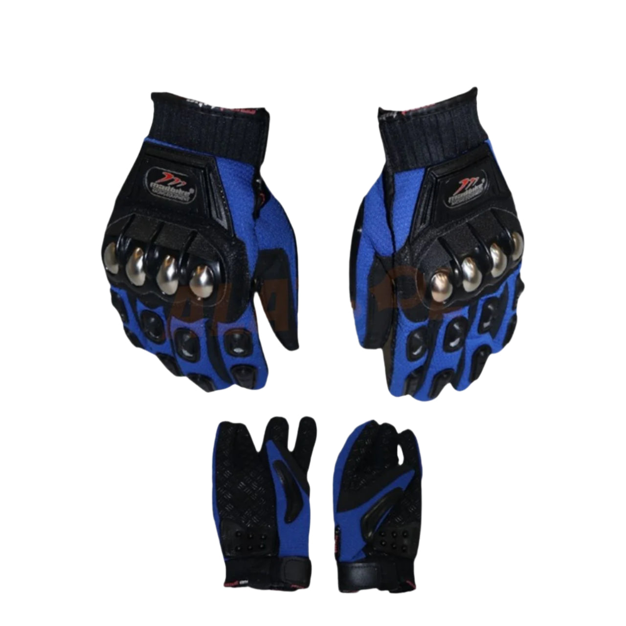 Madbiker Full Finger Protection Racing Gloves Blue & Black | Impact-Resistant