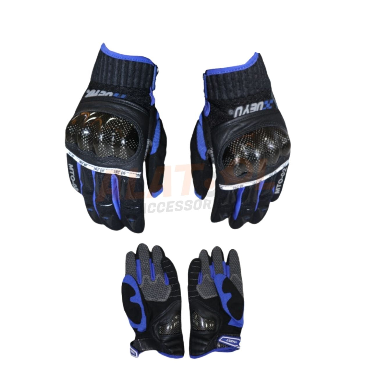 MTO-02 Racing Gloves in Blue & Black - Lightweight & Durable
