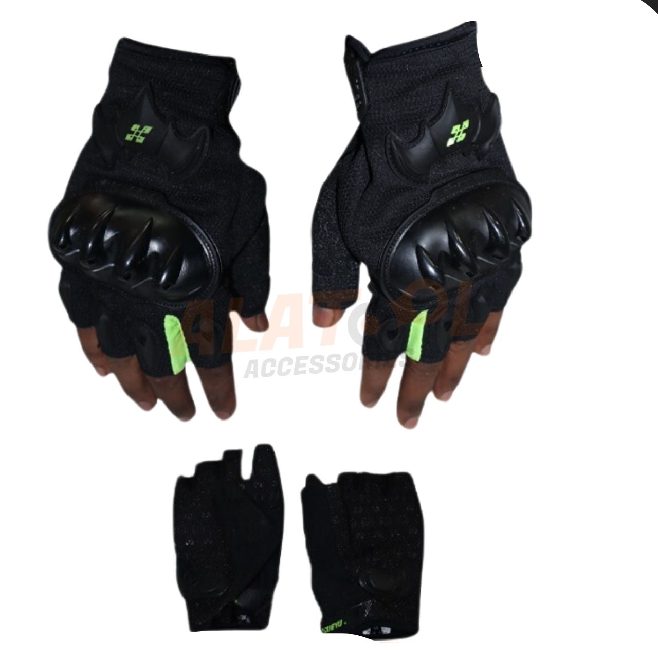 Scoyco Half Finger Racing Gloves Green & Black | Breathable Fabric
