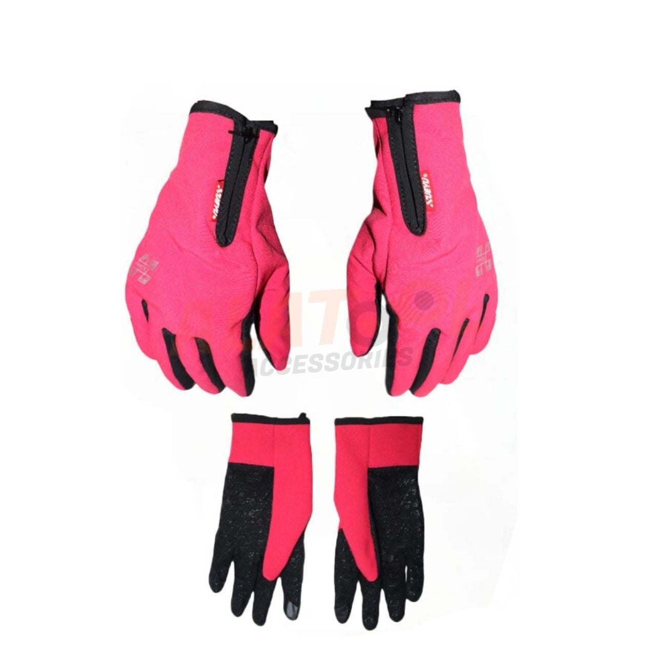 Ueyu Riding Gloves Plain Light Red | Comfortable Fit