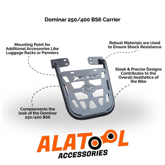 Bike carrier with features and ALATOL Accessories branding on a white background
