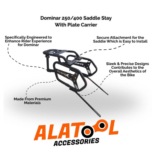 Dominar 250/400 Saddle Stay with Plate Carrier by ALATool Accessories on a white background