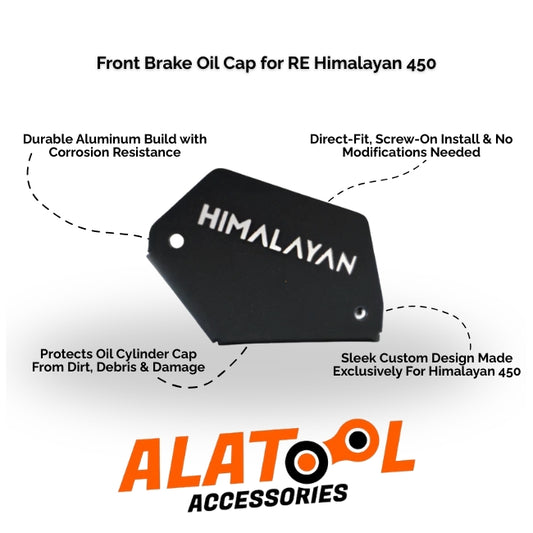 Front brake oil cap for RE Himalayan 450 with ALATool Accessories branding