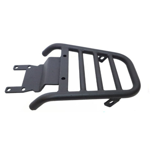 Black metal luggage rack on a white background