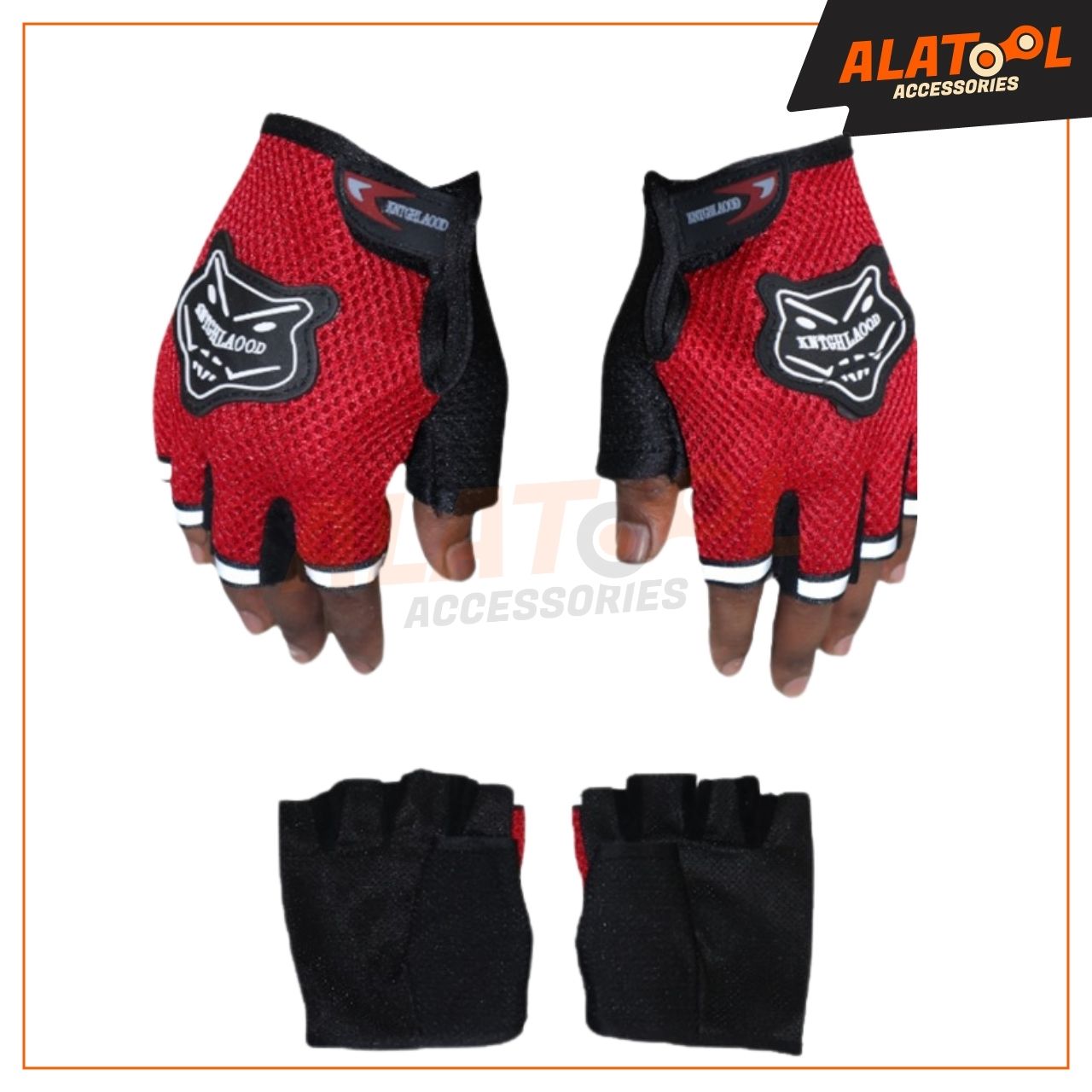 Kntghlaood Half Finger Riding Gloves Red & Black | Lightweight & Durable