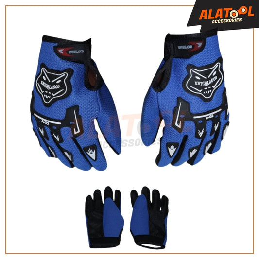 Kntghlaood Full Finger Riding Gloves Blue & Black | Secure Fit