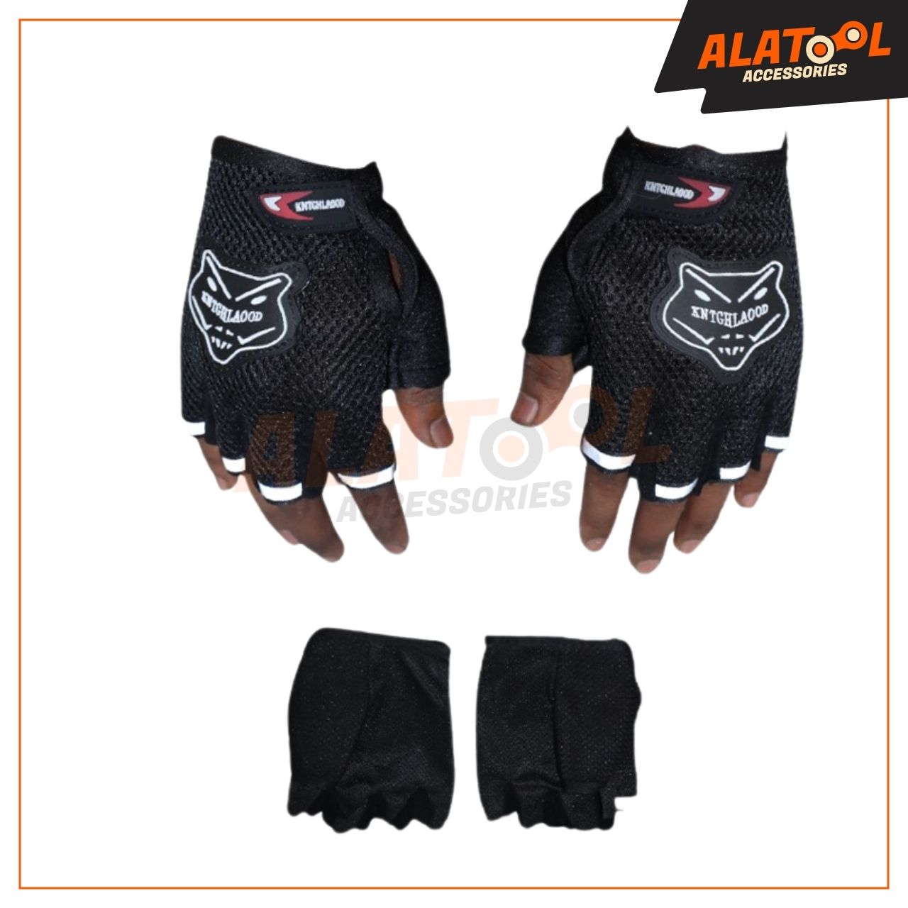 Kntghlaood Half Finger Riding Gloves White & Black | Breathable Material