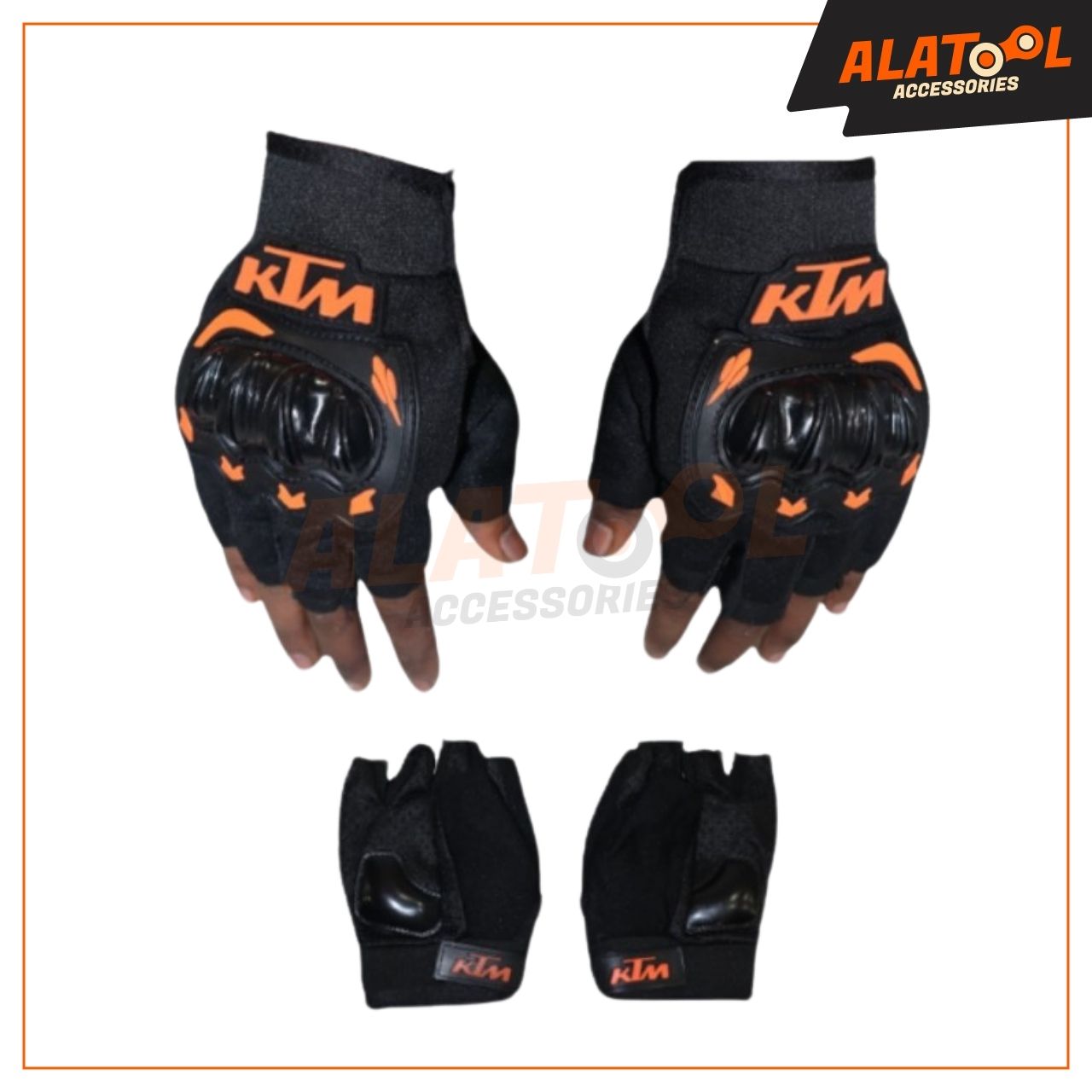 KTM Racing Half Finger Gloves Orange & Black | Protective Gear