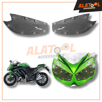 Kawasaki Ninja 1000 Headlight Protector From MotoTrendz Alatool Accessories Smoked Black