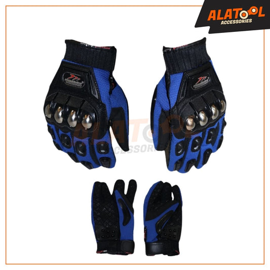 Madbiker Full Finger Protection Racing Gloves Blue & Black | Impact-Resistant