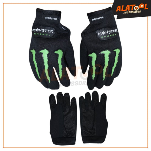 Monster Energy Full Finger Riding Gloves Green & Black | Riding Gloves