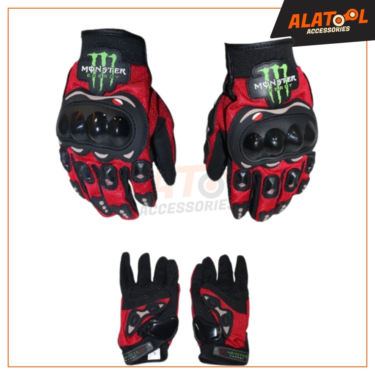 Monster Energy Full Finger Racing Gloves Red & Black | Premium Quality