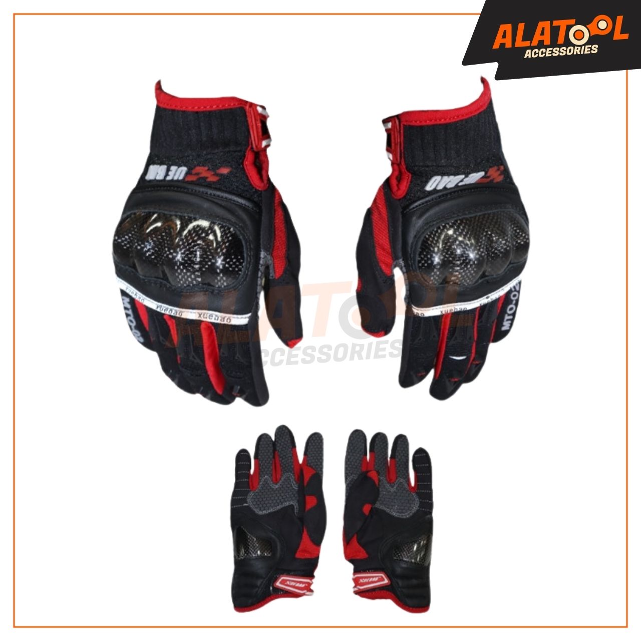 MTO-02 Racing Gloves Red Black White | Versatile and Stylish