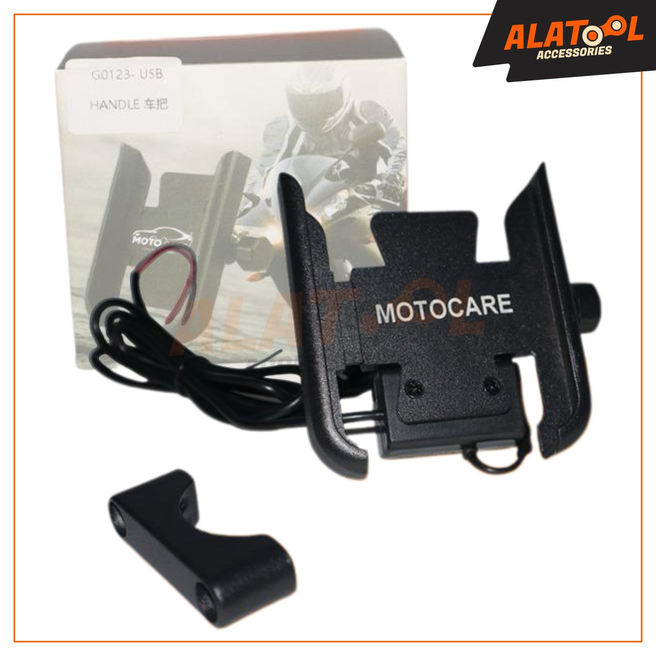 MotoCare Jaw-Grip Handle Mount with Charger Mobile Holder