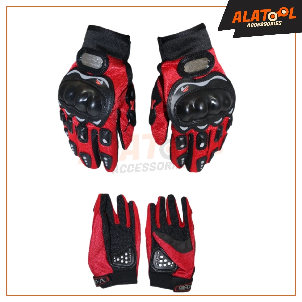 Pro-Biker Full Finger Riding Gloves Red & Black | Enhanced Grip