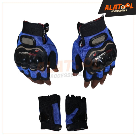 Pro-Biker Half Finger Riding Gloves Blue & Black | Breathable Fabric