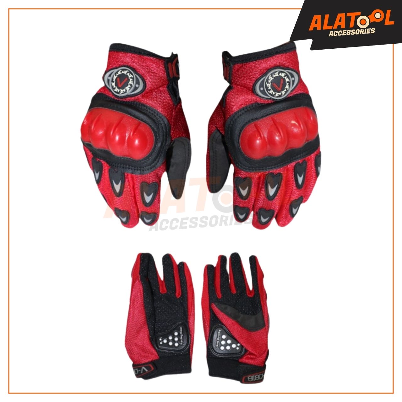 V-Rider Racing Gloves Red & Black | Sleek and Functional