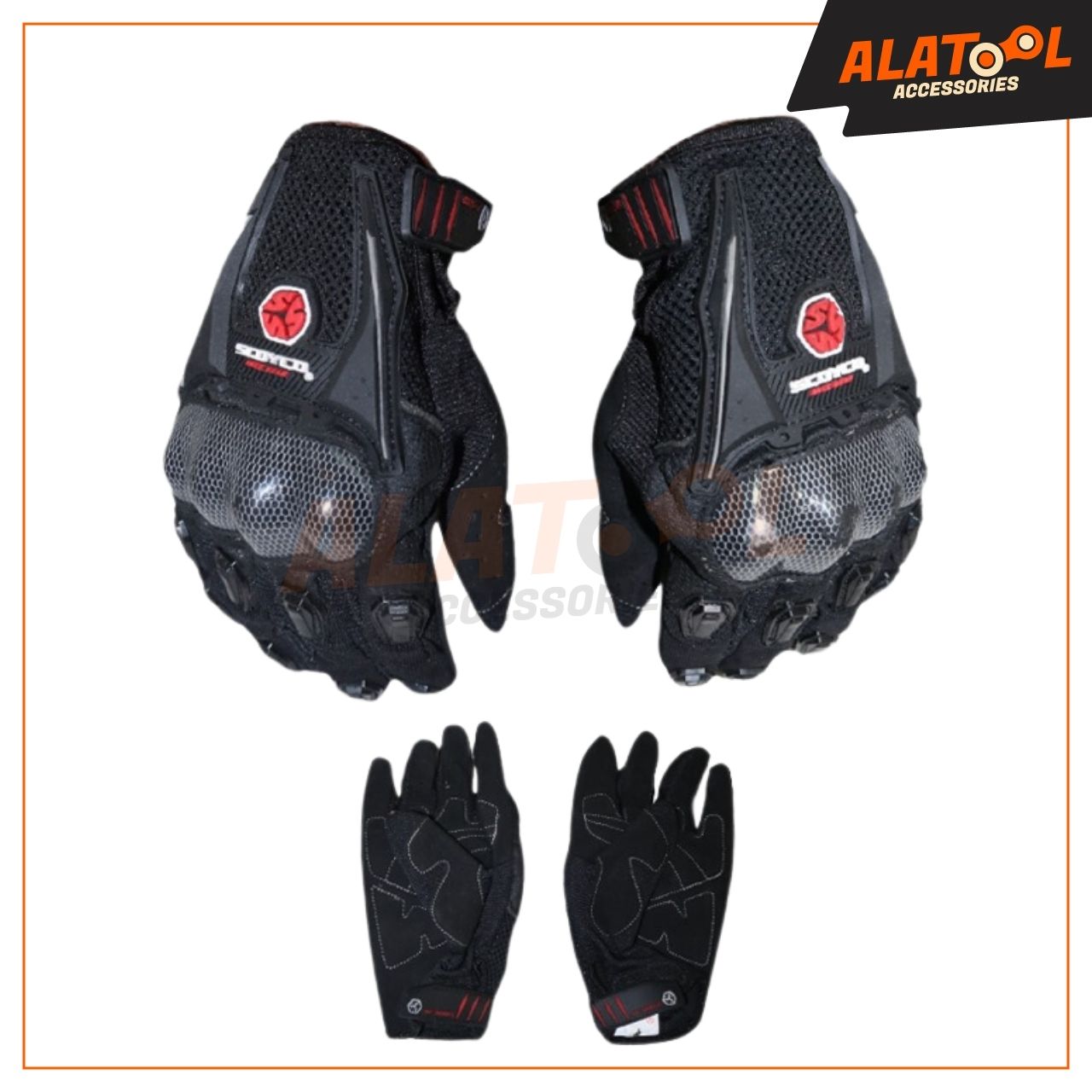 Scoyco Full Finger Racing Gloves Black Mesh | Ventilated Design