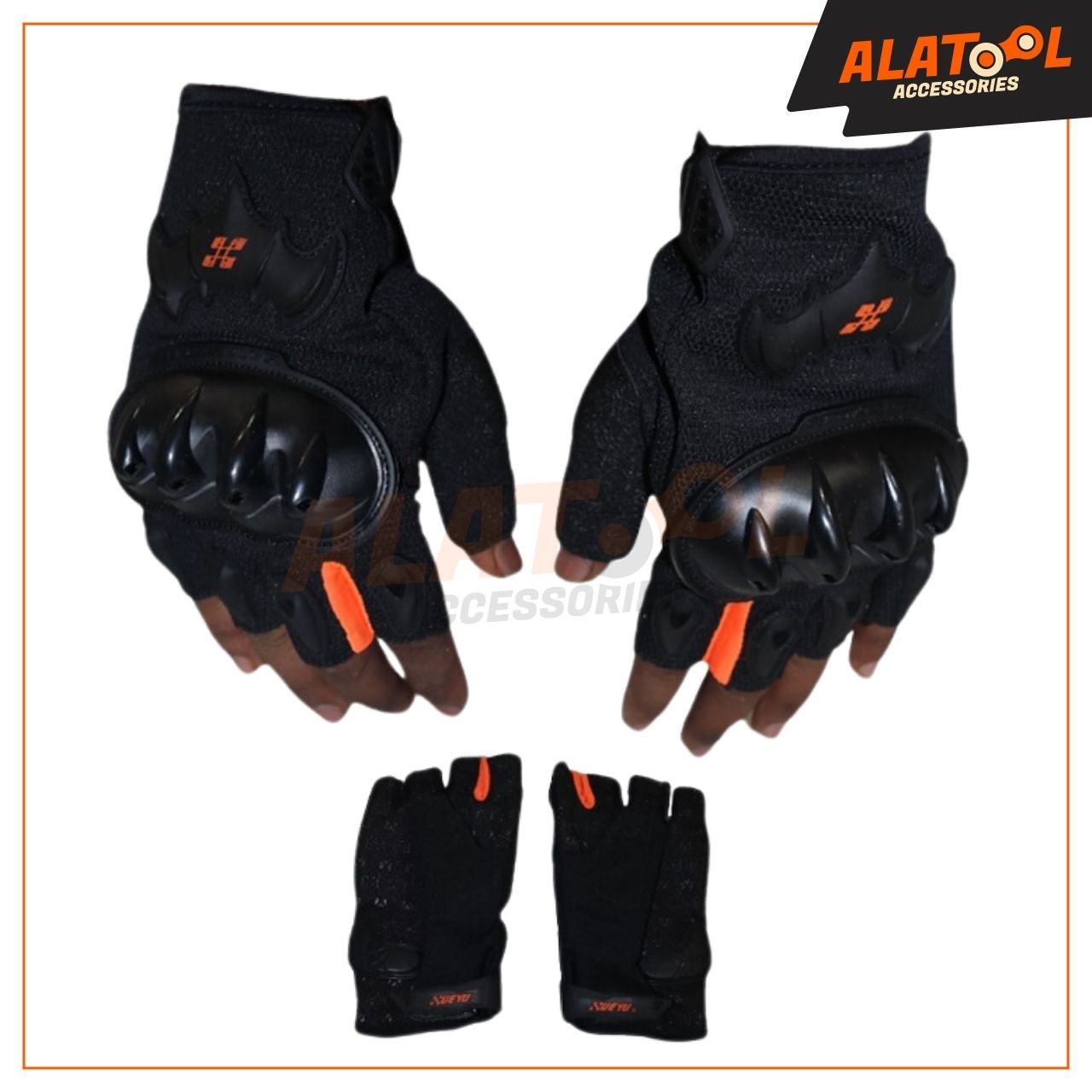 Scoyco Half Finger Racing Gloves Orange & Black | Flexible Fit