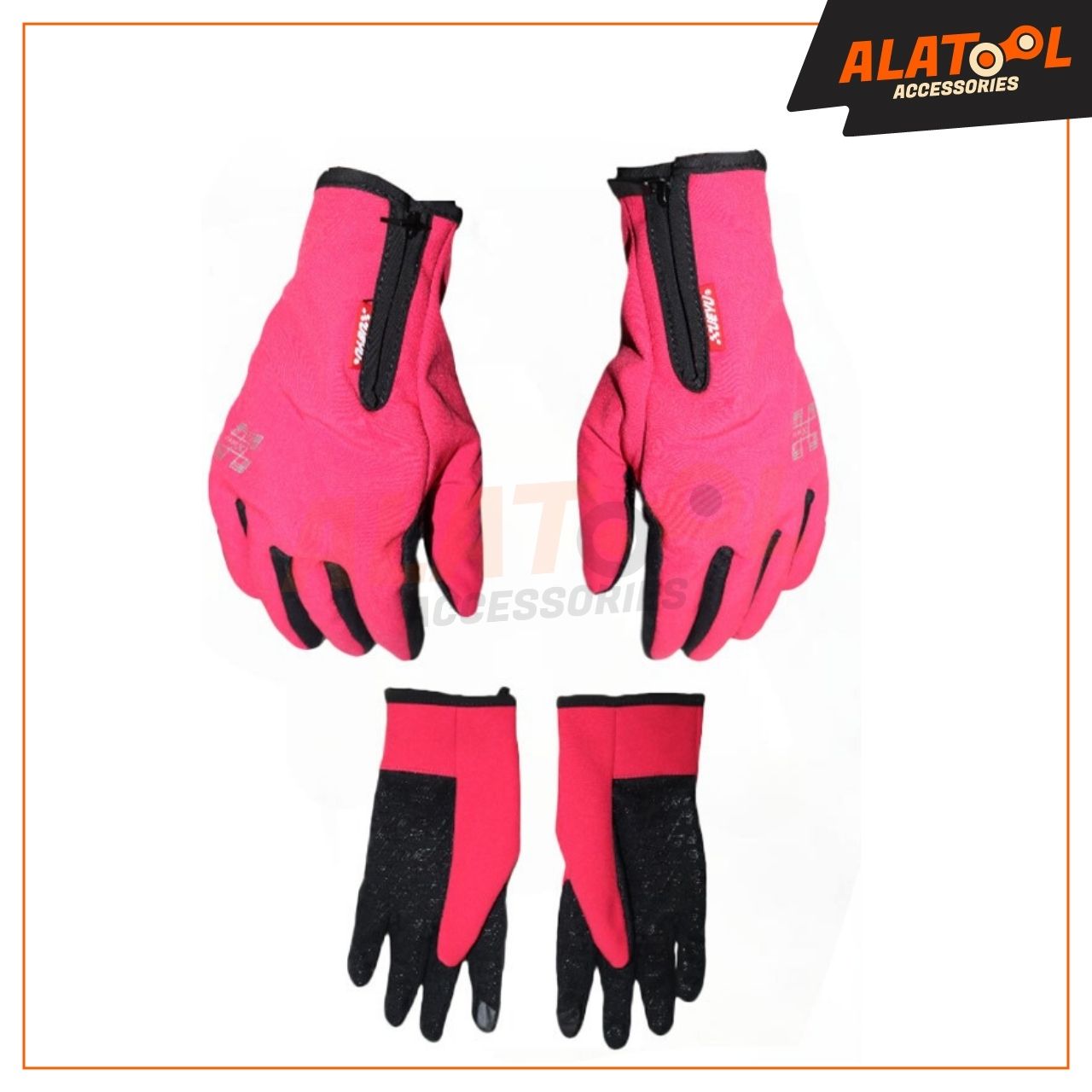 Ueyu Riding Gloves Plain Light Red | Comfortable Fit