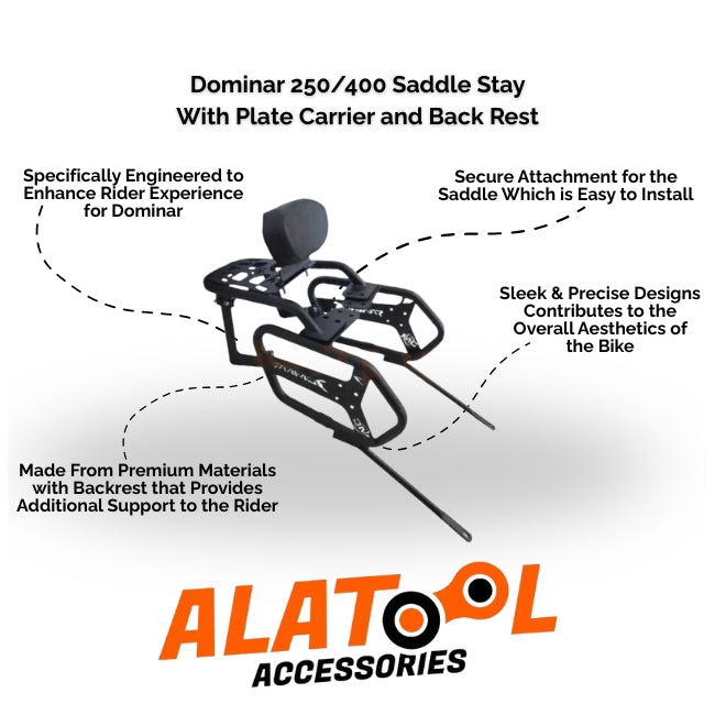 Dominar 250/400 Saddle Stay With Plate Carrier and Back Rest