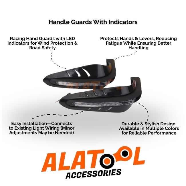 Handle guards with indicators and ALATOL Accessories branding on a white background