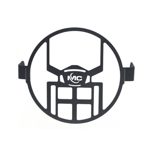Black face mask with grid design on a white background