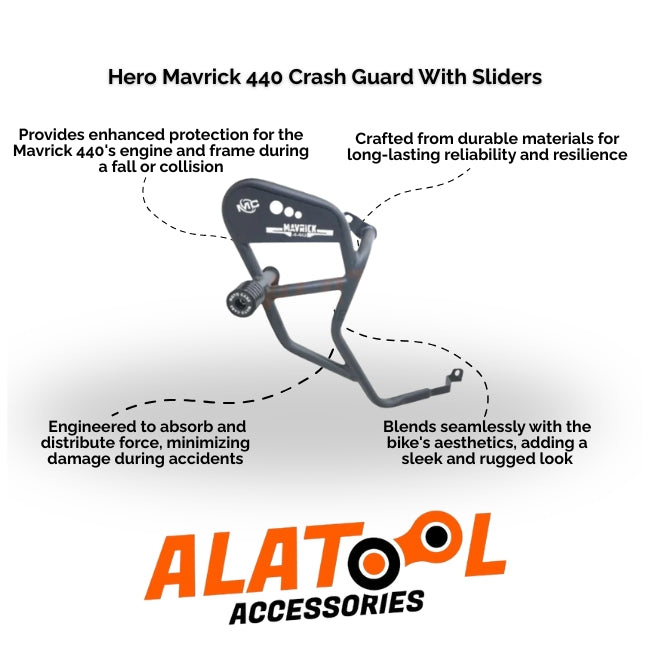 Hero Maverick 440 Crash Guard with Sliders by ALATool Accessories on a white background