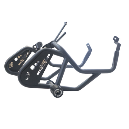 Black metal mavrick crash guard frame on a white background