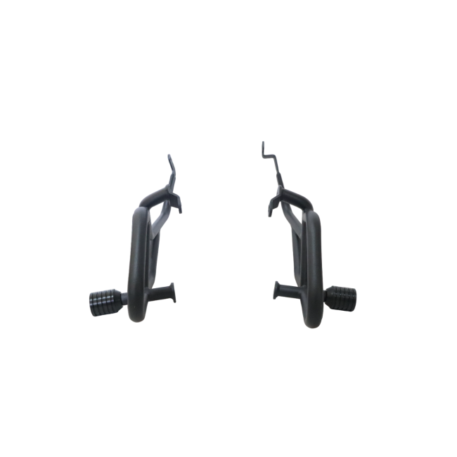 Black metal mavrick crash guard frame on a white background front view