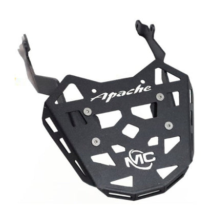 Black motorcycle plate carrier with 'Apache' branding on a white background